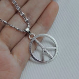 Hippie peace sign necklace in stainless steel for women by HSF Marketplace