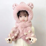 HSF fleece-lined winter set with 3-in-1 hat, scarf and gloves for kids