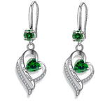 Silver heart drop earrings for women with colorful zircon stones by HSF Marketplace