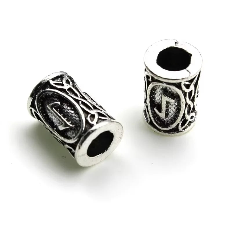 10Pcs/Lot Viking Rune Beads Alloy Tube Spacer Beads Hair Braid Beard Dreadlock Beads Knife Beads Pendant for DIY Jewelry Making