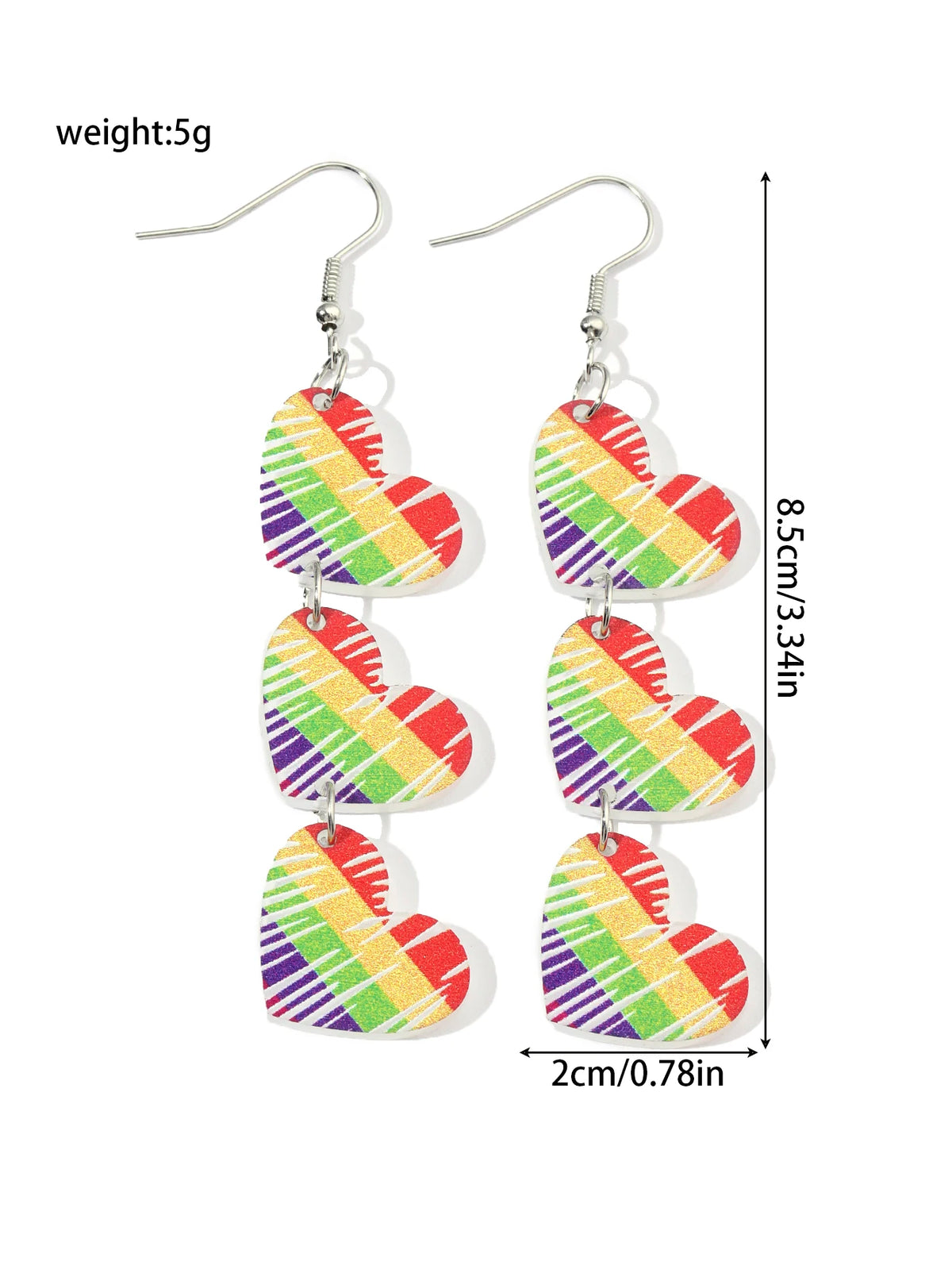 1pair Joyful Celebration Acrylic Rainbow Colors Drop Earrings for Women LGBT Lover Party Pride Month Jewelry Accessories