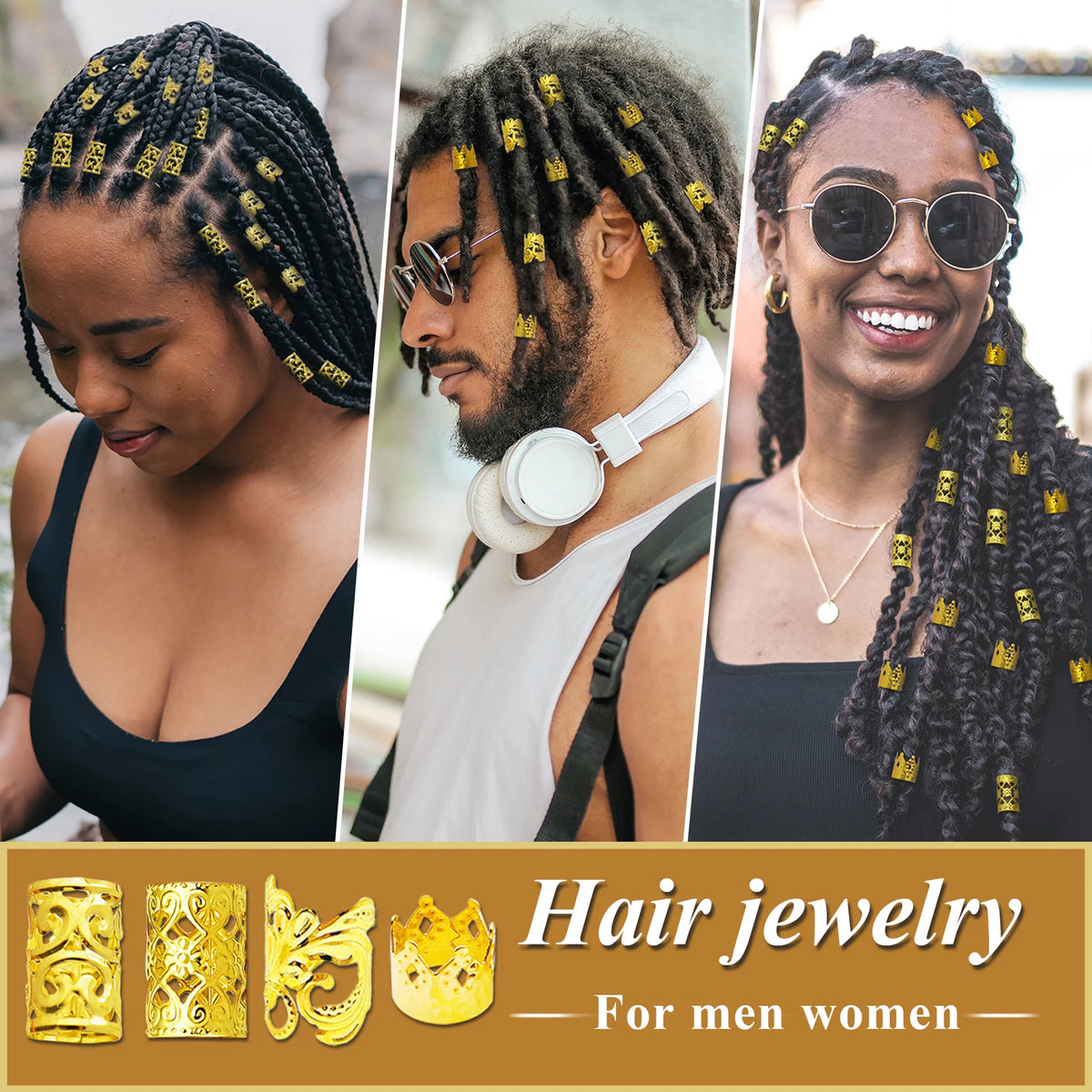 260-piece hair beads and cuffs for braids and dreadlocks by HSF Marketplace
