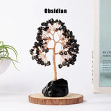 1PC Natural Gemstone Crystal Lucky Tree with Irregular Raw Stone Base for Home Office Desk Living Room Decor