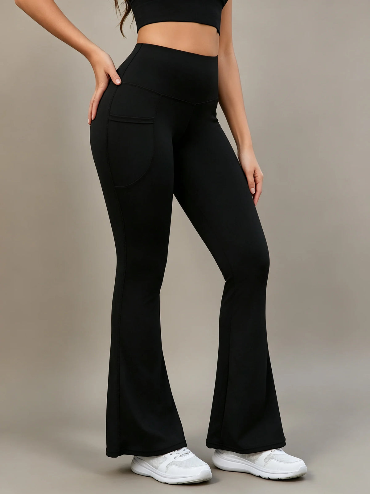 HSF Marketplace high waist booty lifting flare leggings for women in a fitted design