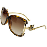 Women's oval retro sunglasses with gold fox design by HSF Marketplace