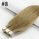 Straight seamless black Remy human hair tape-in extensions, 20-piece skin weft set by HSF Marketplace