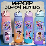Kpop Demon Hunters gradient color water cup with straw, 750ml, by HSF Marketplace