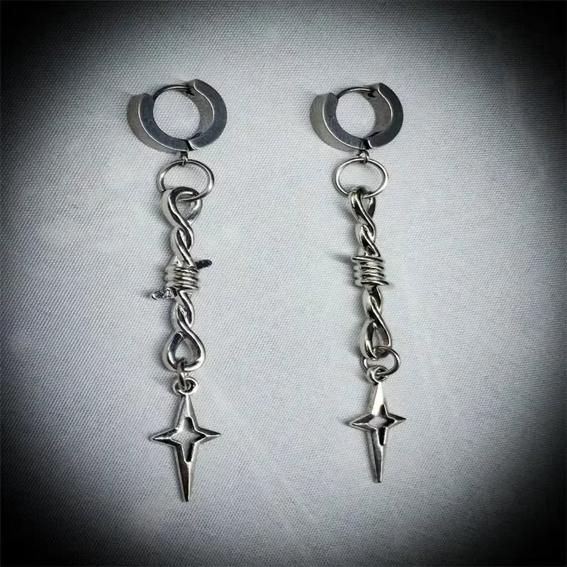Classic star earrings, hypoallergenic y2k goth grunge jewelry with dangly chunky punk star charms