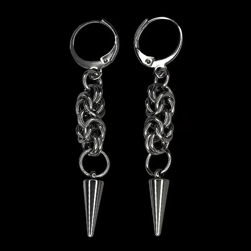 Fashion punk stainless steel ball spike earrings for women, cool grunge rock gothic jewelry