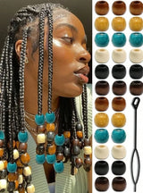 Colorful wooden hair beads for braiding, 60-piece set from HSF Marketplace