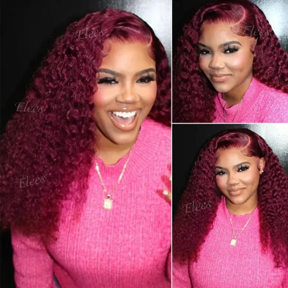 12A Water Wave Bundles With Closure 99J Burgundy Wet and Wavy Virgin Curly Deep Wave 100% Human Hair Bundles With Closure