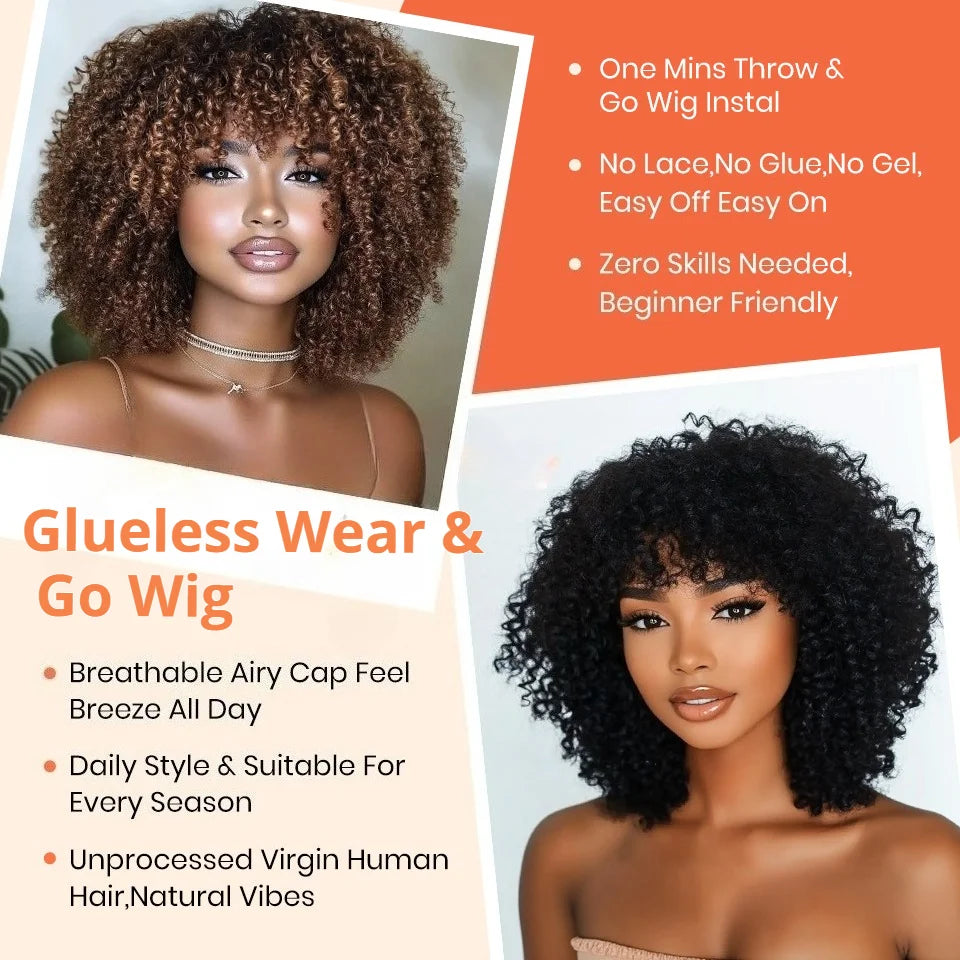Curly bob wig made with natural human hair by HSF Marketplace