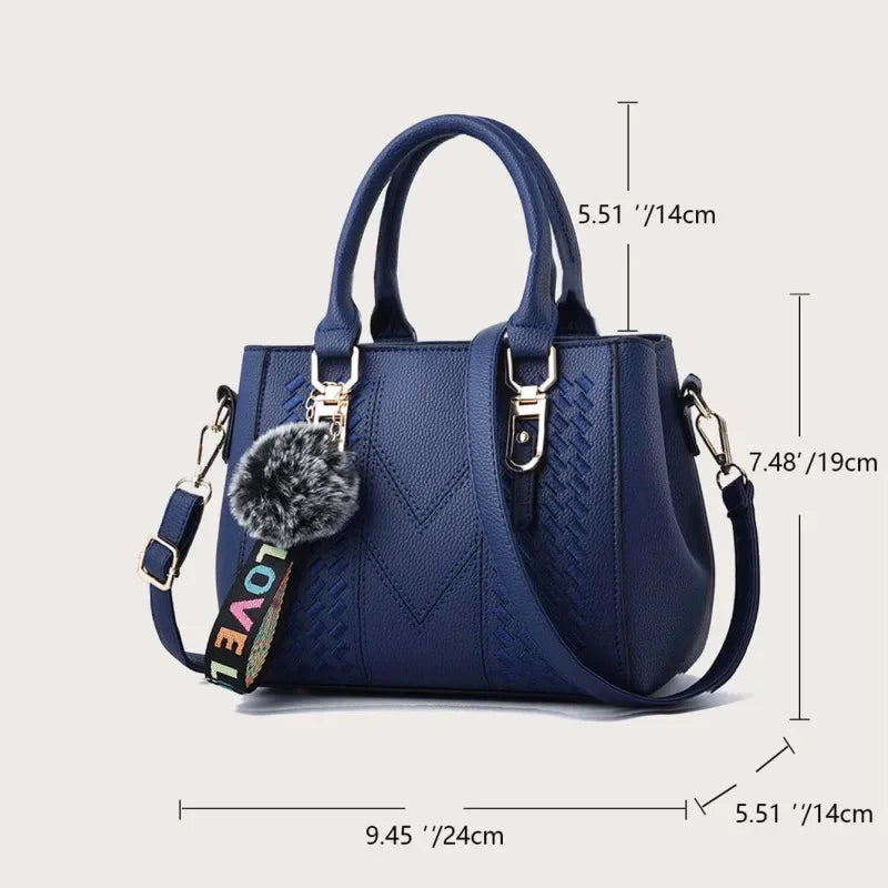 Leather embroidery messenger bag for women featuring a hairball design, stylish handbag by HSF Marketplace.
