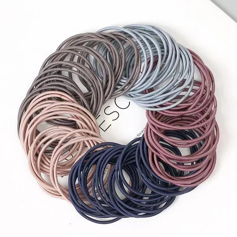 100PCS/Set Women 3.5CM Basic Nylon Elastic Hair Bands Ponytail Hair Scrunchie Rubber Bands Headband Hair Accessories Headwear