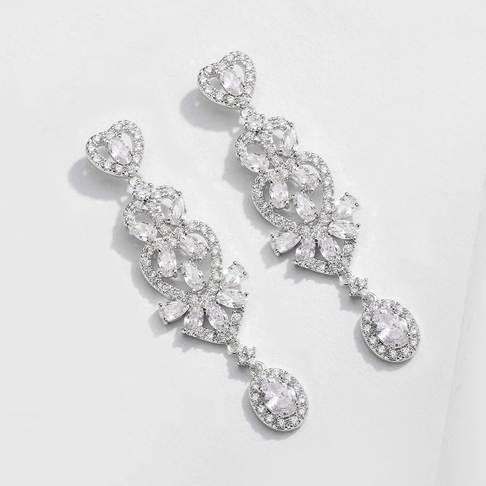 Geometric AAA cubic zirconia dangle earrings for women by HSF Marketplace