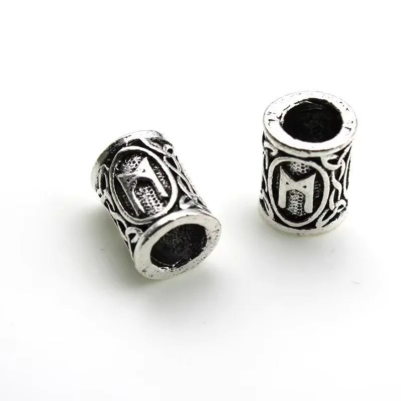 10Pcs/Lot Viking Rune Beads Alloy Tube Spacer Beads Hair Braid Beard Dreadlock Beads Knife Beads Pendant for DIY Jewelry Making