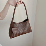 Korean woven shoulder bag for women by HSF Marketplace, featuring a stylish textured design and adjustable strap