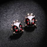 Cute ladybug stud earrings with red rhinestones for women, HSF Marketplace jewelry