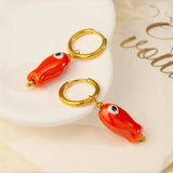 Stainless Steel Ceramic Fish Earrings for Women, Summer Dopamine Jewelry with Vibrant Colorful Pendant Hypoallergenic Gift