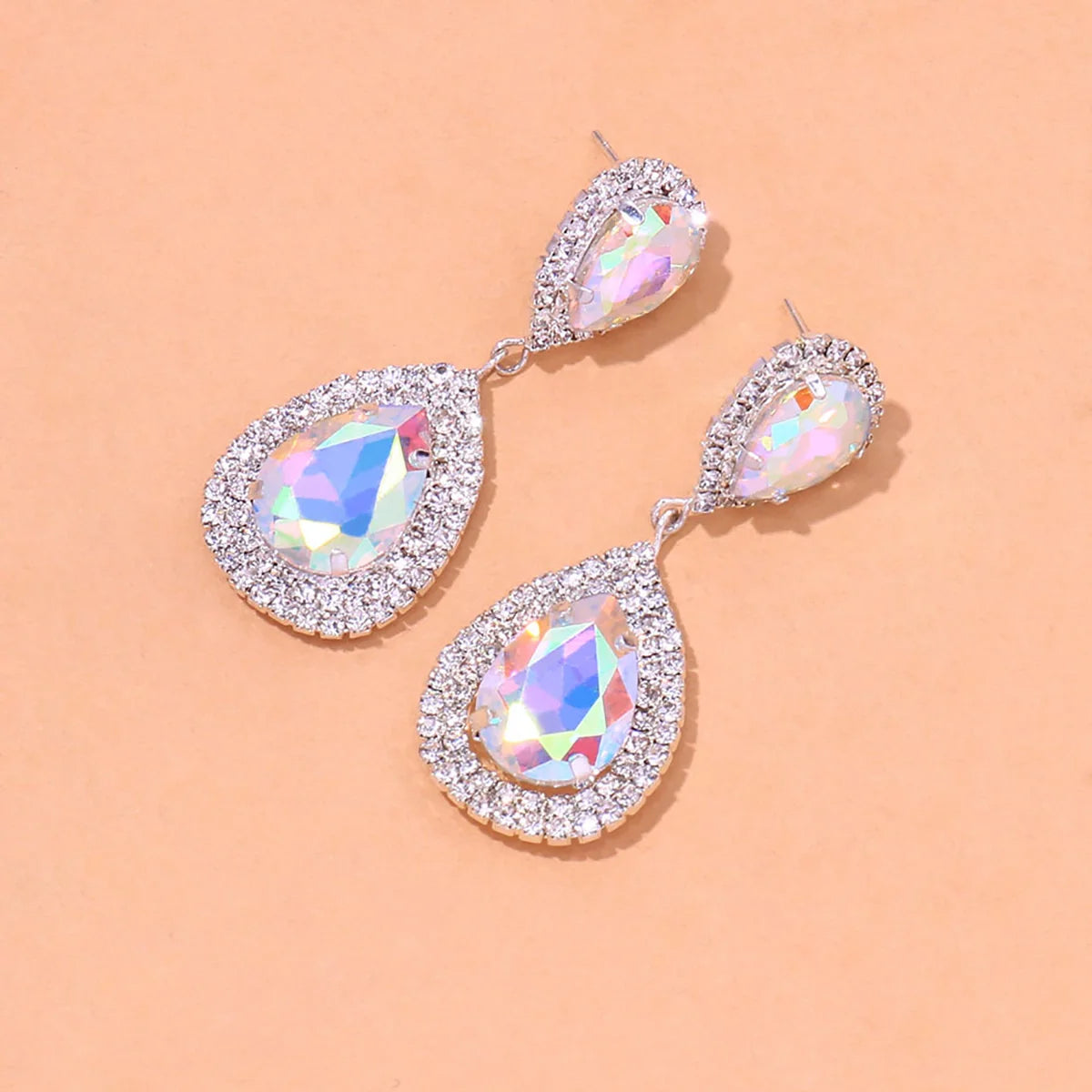 Multicolor crystal drop earrings for women by HSF Marketplace, featuring elegant sparkling stones in a dangling design