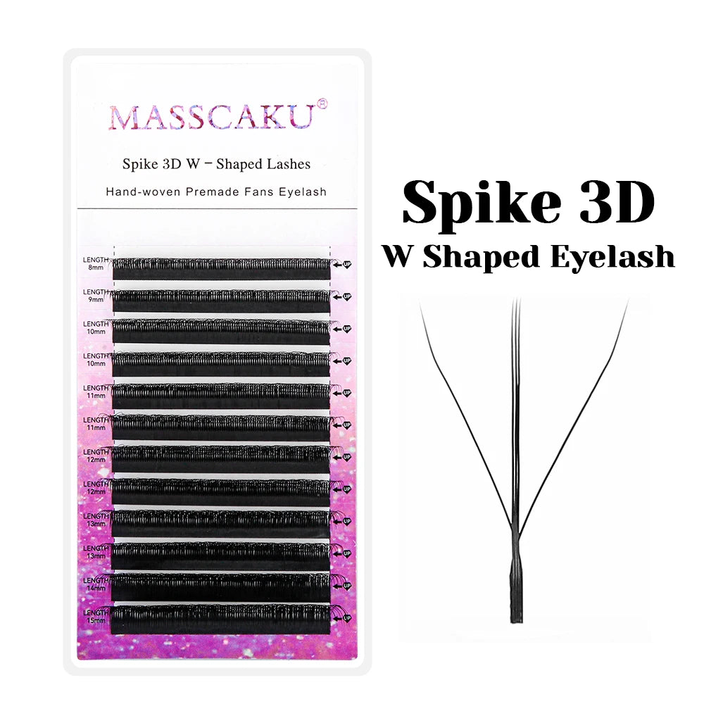 MASSCAKU W Shape 3D 4D 5D Premade Volume Easy Fans Nature Soft Light Individual Lashes Clover Bloom False Eyelashes Extension