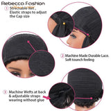 Rebecca Brazilian short straight bob wig with bangs, human hair, side part, full machine-made cap for Black women, by HSF Marketplace