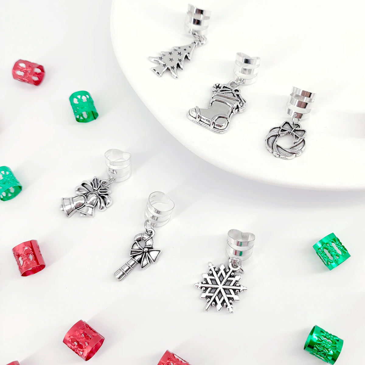 26 Pcs Christmas Decor Pendant Dreadlock Braid Hair Beads Braids Hair Rings Hippie Style Hair Accessories For Women（Christmas）