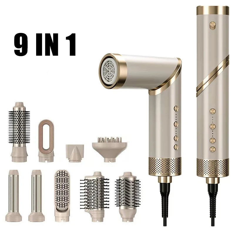 HSF Marketplace 9-in-1 professional hair dryer and styling tool set with multiple attachments