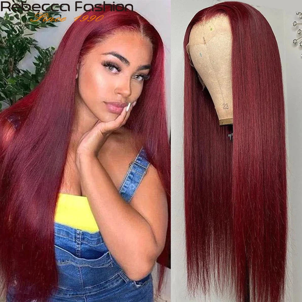Rebecca bone straight 13x6 lace front human hair wig with transparent lace and lace part for women