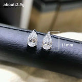 925 sterling silver water drop pear white zircon small stud earrings for women by HSF Marketplace