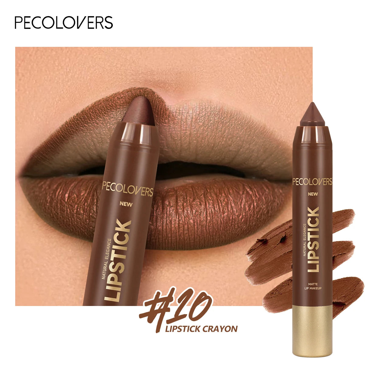 Brown matte lip liner crayon with smooth application and highly pigmented color, HSF Marketplace lip cosmetics