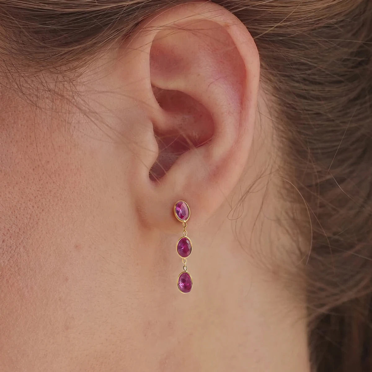 Multicolor geometric drop earrings with 18K gold plating by HSF Marketplace