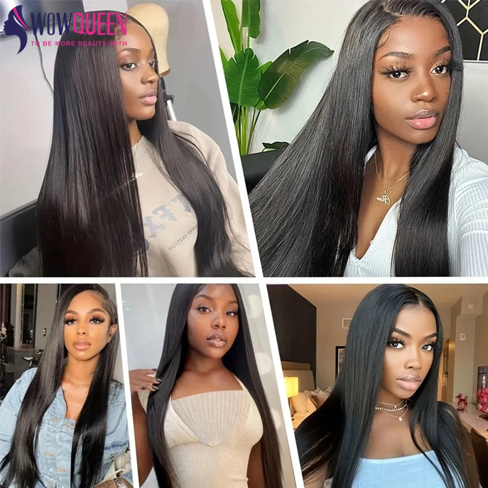 Straight human hair bundles with 4x4 closure in 22, 24, 26 inches, unprocessed raw hair from HSF Marketplace