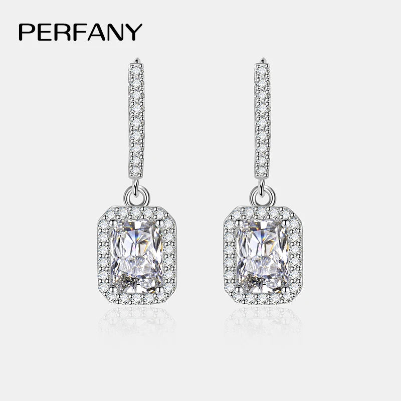 Radiant emerald cut moissanite earrings in S925 silver, HSF Marketplace jewelry