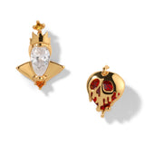 Movie villain stud earrings, gold-color cubic zirconia jewelry for women and girls by HSF Marketplace
