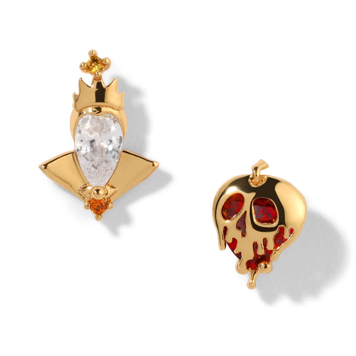 Movie villain stud earrings, gold-color cubic zirconia jewelry for women and girls by HSF Marketplace