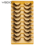 YSDO Natural Mink Eyelashes 3/6/10 Pairs Wispy Faux 3D Mink Lashes Short Fluffy Half False Eyelash Makeup Tools Cat Eye Lashes