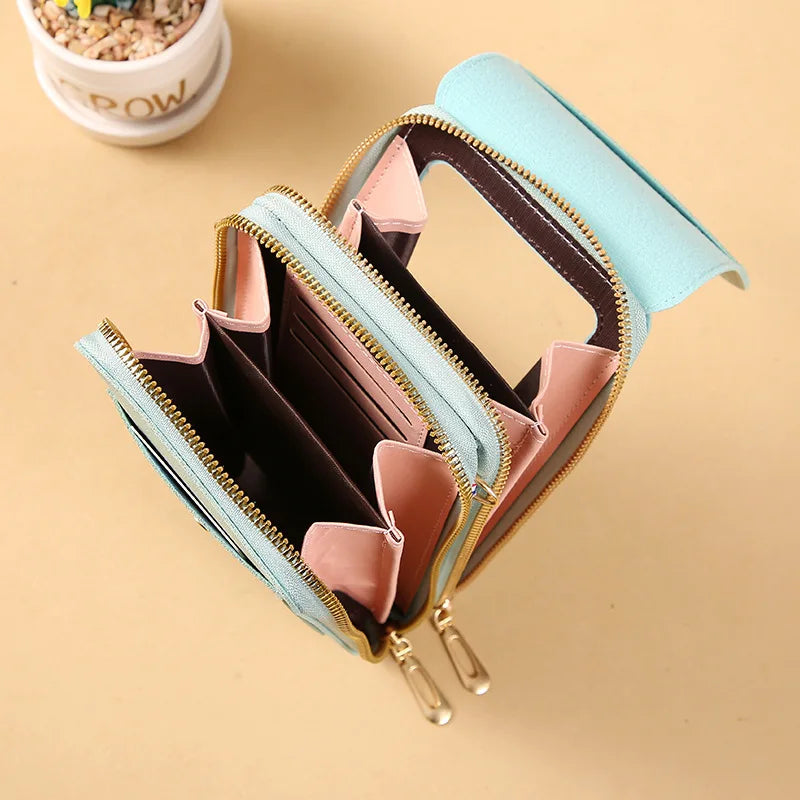 HSF Marketplace Crazy Bag fashion touch screen lock cell phone bag with card holder, crossbody shoulder purse for women.