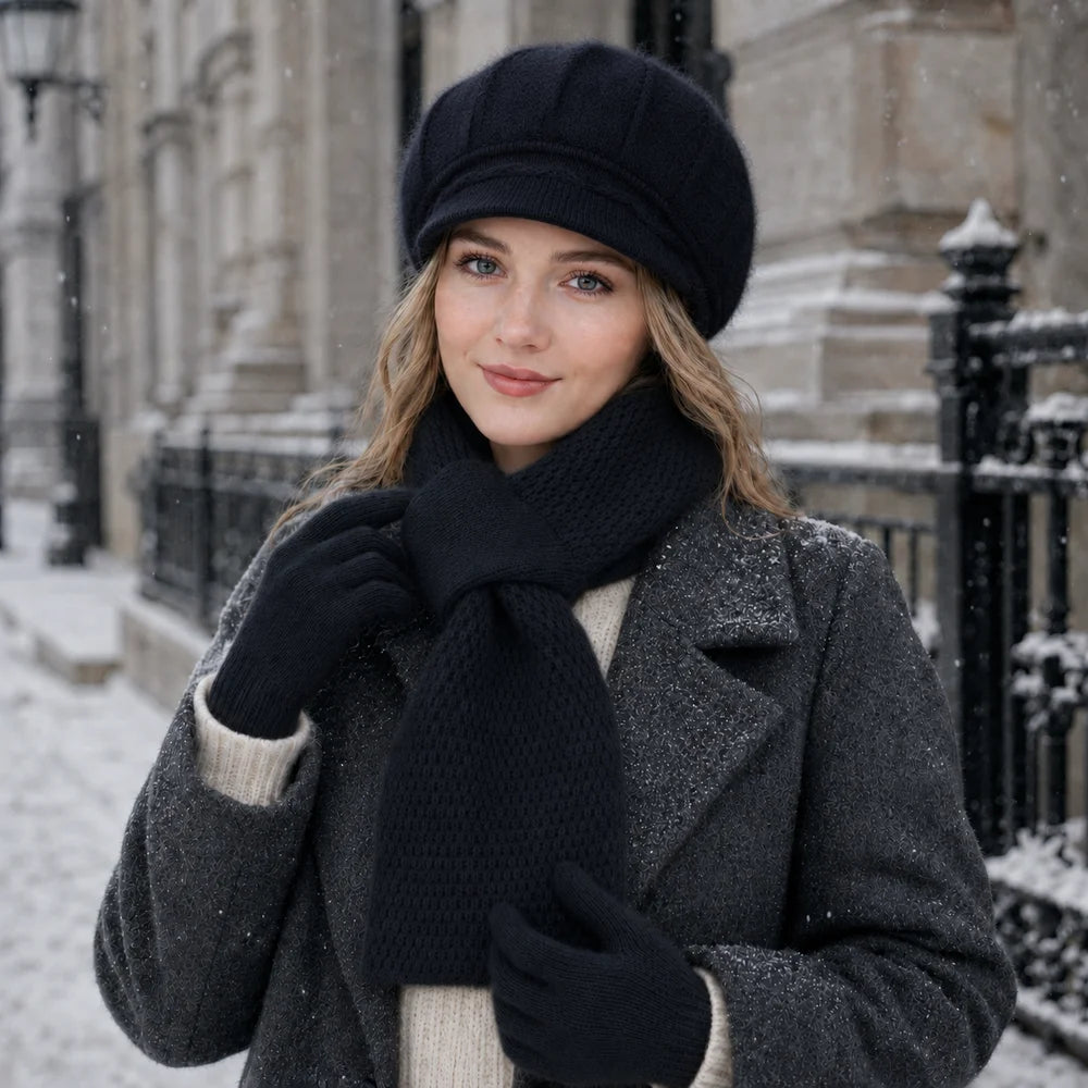 Women's 3-piece winter hat, scarf and gloves set for cold weather by HSF Marketplace