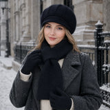 Women's 3-piece winter hat, scarf and gloves set for cold weather by HSF Marketplace