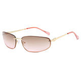 Oval frameless Y2K luxury sunglasses by HSF Marketplace featuring high-end punk style for women, perfect for outdoor retro fashion.