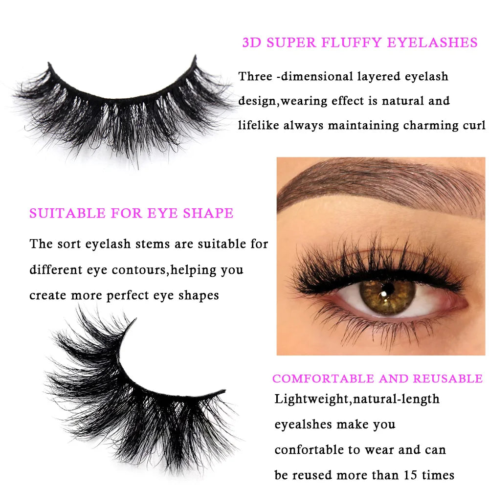 3D mink false eyelashes for daily wear, soft reusable eyelash extensions by HSF Marketplace