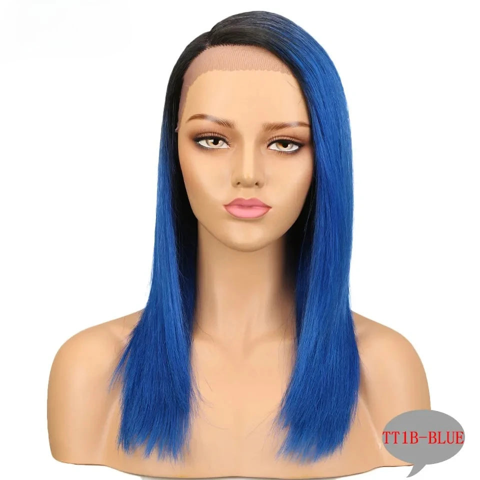Rebecca 16 inch ombre brown lace wig by HSF Marketplace with natural-looking human hair styling