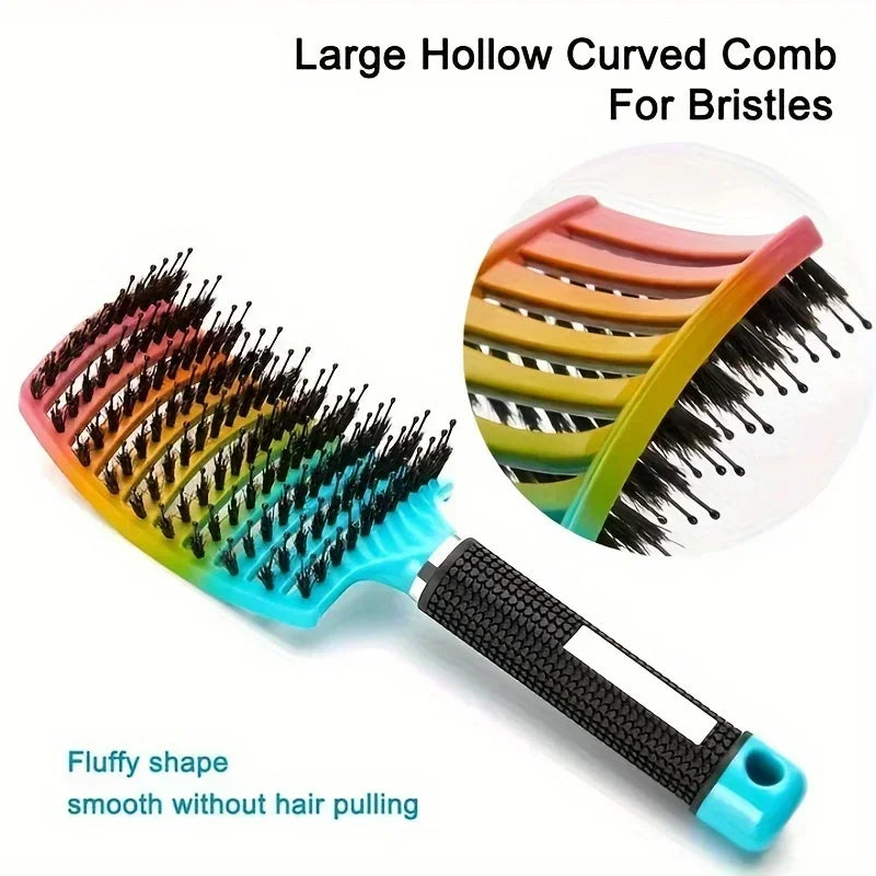 HSF detangling hair brush for curly hair with flexible bristles and scalp massage design