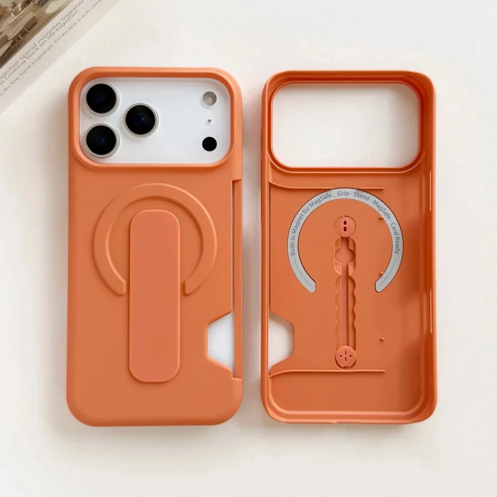 Magnetic card holder kickstand case for iPhone 17 Pro Max, HSF Marketplace phone case in black