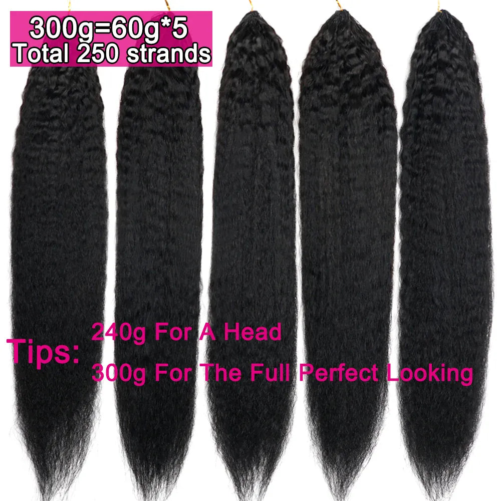 12A Kinky Straight Crochet Human Hair Bundles Miracle Knots Crochet Hair Human Hair Crochet Braids 16-26 Inch Burmese Curly Feather Crochet Human Hair Extension Pre Separated Knotless Reusable Crochet Human Hair For Black Wom
