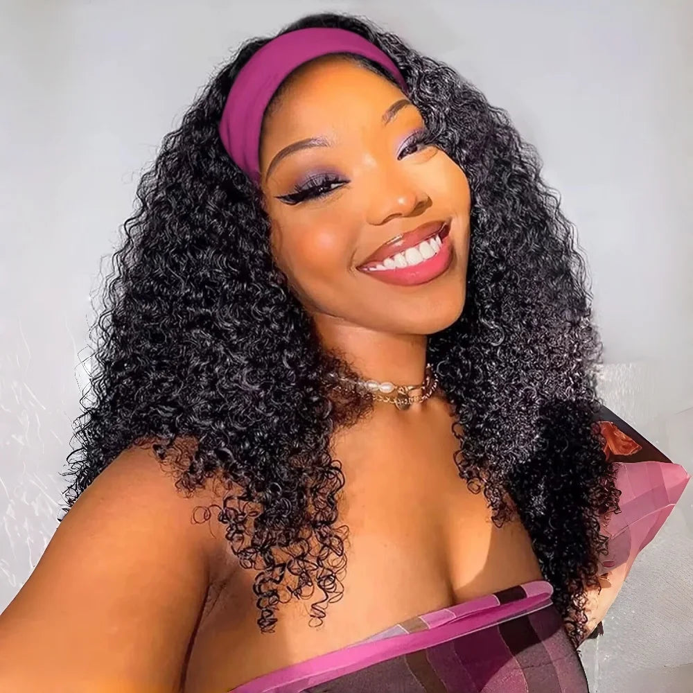 Frizira kinky curly Indian human hair headband wig, ready-to-wear natural style for Black women
