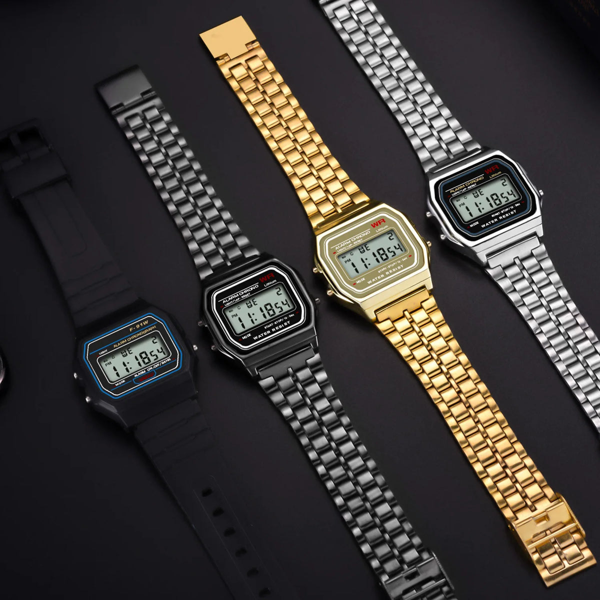 Unisex F91W Retro Men Women's Multifunction LED Digital Watch Stainless Steel Sports Wristwatches Ladies Electronic Wristwatch