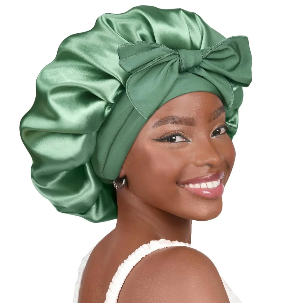Oversized Satin Hat Sleeping Night Hat Cap Double Layered Hair Caps Curly Hair Nightcap Silk Bonnet Satin Bonnet Hair Bonnet