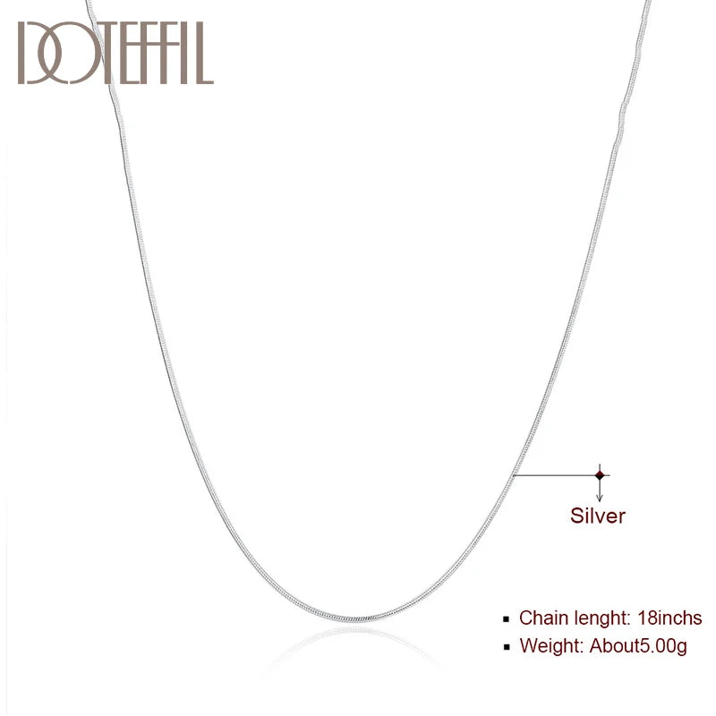 Sterling silver snake chain necklace in various lengths and sizes, perfect for women and men, stylish fashion jewelry.
